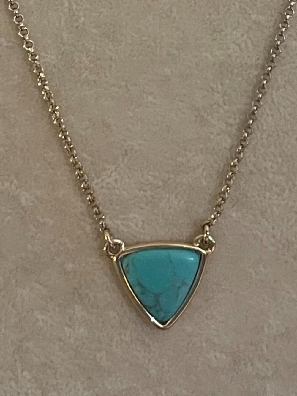 Lauren Ralph Lauren Turquoise Look Triangle Pendant Necklace Gold Tone 19"